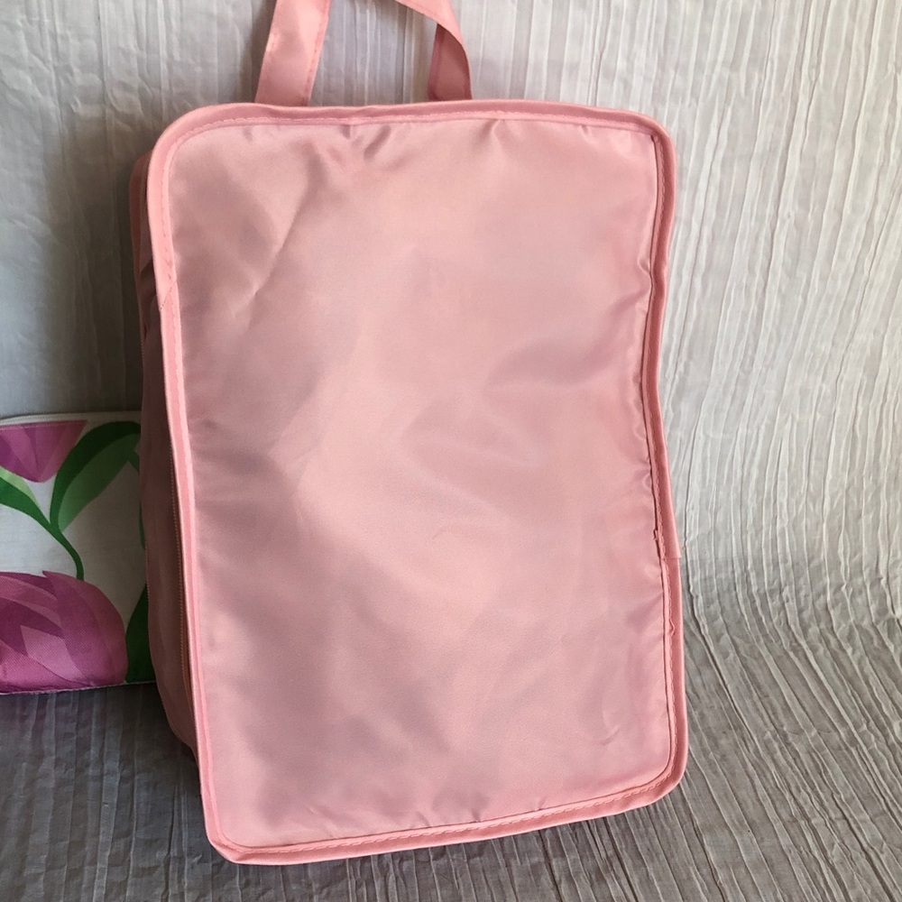 PERIEA set of 2 pink ditty bags laundry travel bags & CLINIQUE cosmetic bag NWOT - Picture 6 of 14